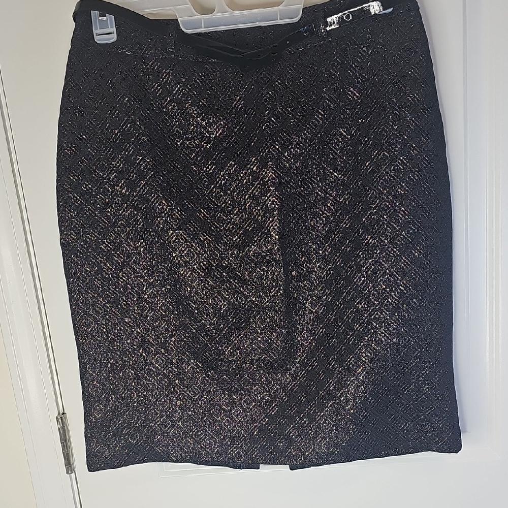 Worthington Diamond Pattern Blue‎ and Gold Metallic Pencil Skirt Size 12